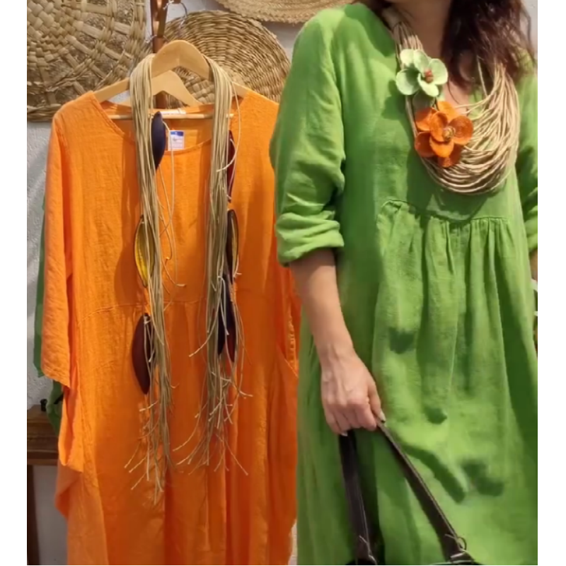 💖Piiratud müük 20% SOODSAMALT💖 Naiste vabaaja pikkade varrukatega linane Boho kleit-EE
