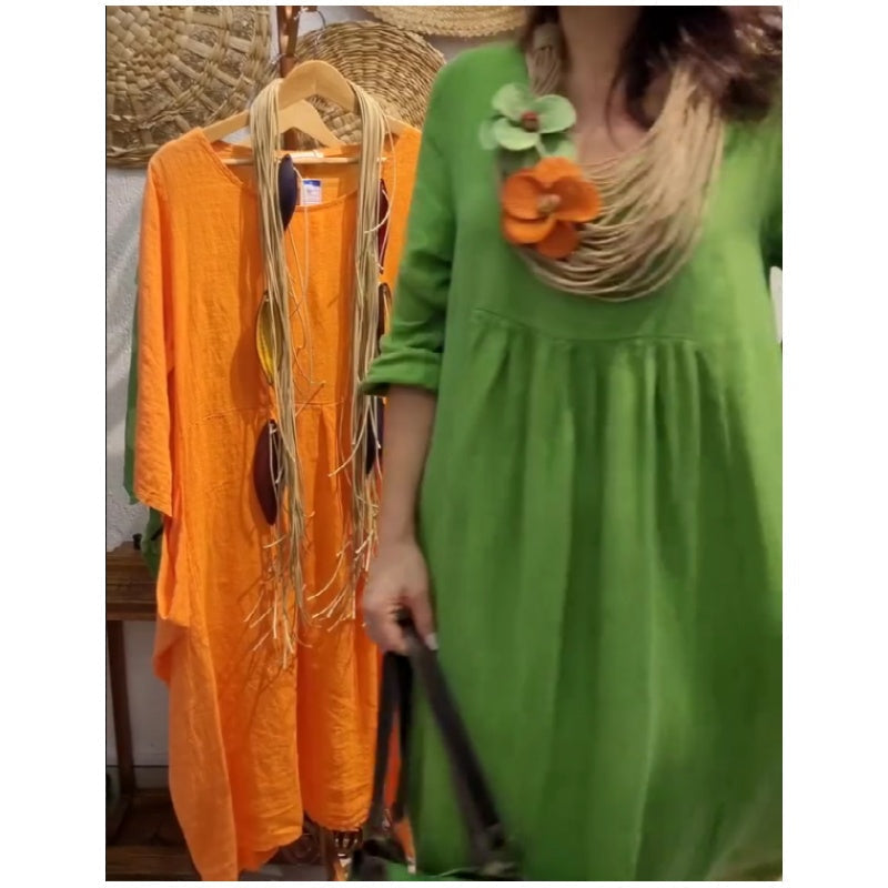 💖Piiratud müük 20% SOODSAMALT💖 Naiste vabaaja pikkade varrukatega linane Boho kleit-EE