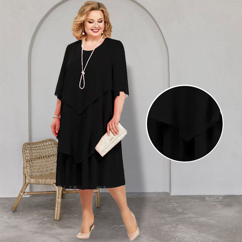 💖Vestido midi en capas de talla grande-ES