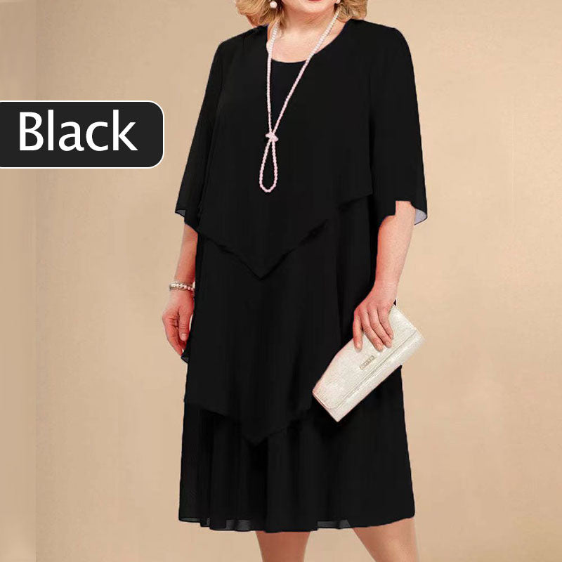 💖Vestido midi en capas de talla grande-ES