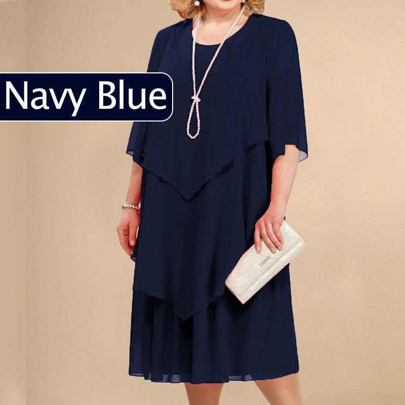 💖Vestido midi en capas de talla grande-ES