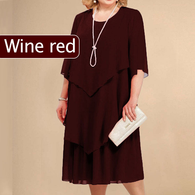 💖Vestido midi en capas de talla grande-ES