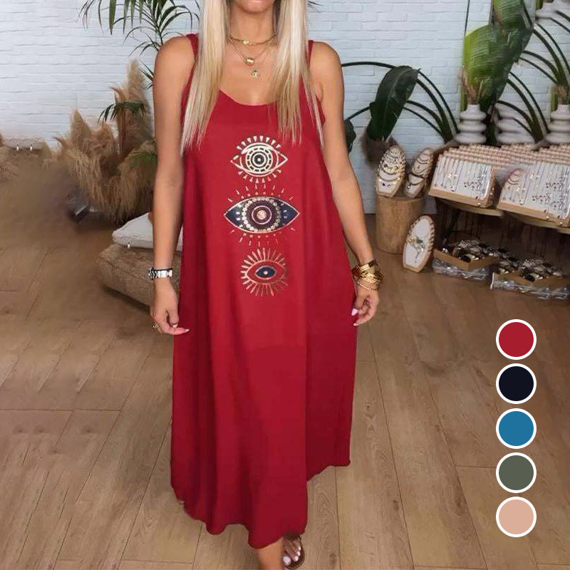 🔥Vestido largo sin mangas de mujer con estampado llamativo👗-ES