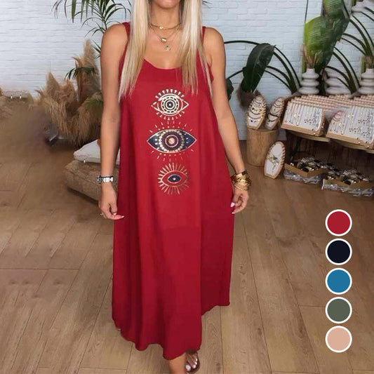 🔥Vestido largo sin mangas de mujer con estampado llamativo👗-ES