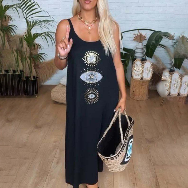 🔥Vestido largo sin mangas de mujer con estampado llamativo👗-ES