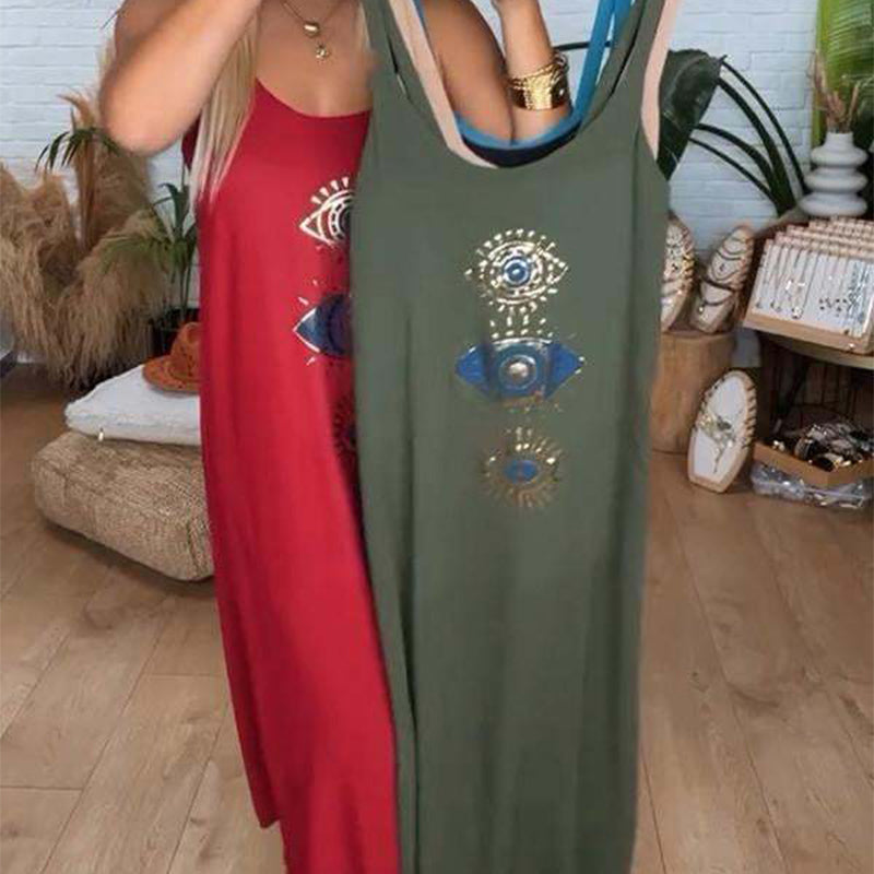 🔥Vestido largo sin mangas de mujer con estampado llamativo👗-ES