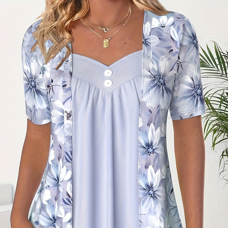 👚Moteriška lovatiesių palaidinė su netaisyklingos formos gėlėmis✨-LT