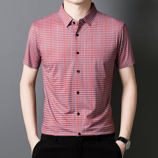 🔥Camisa de cuadros con botones de manga corta para hombre-ES