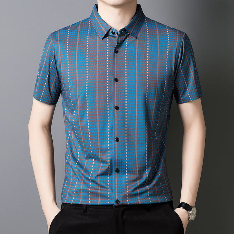 🔥Camisa de cuadros con botones de manga corta para hombre-ES