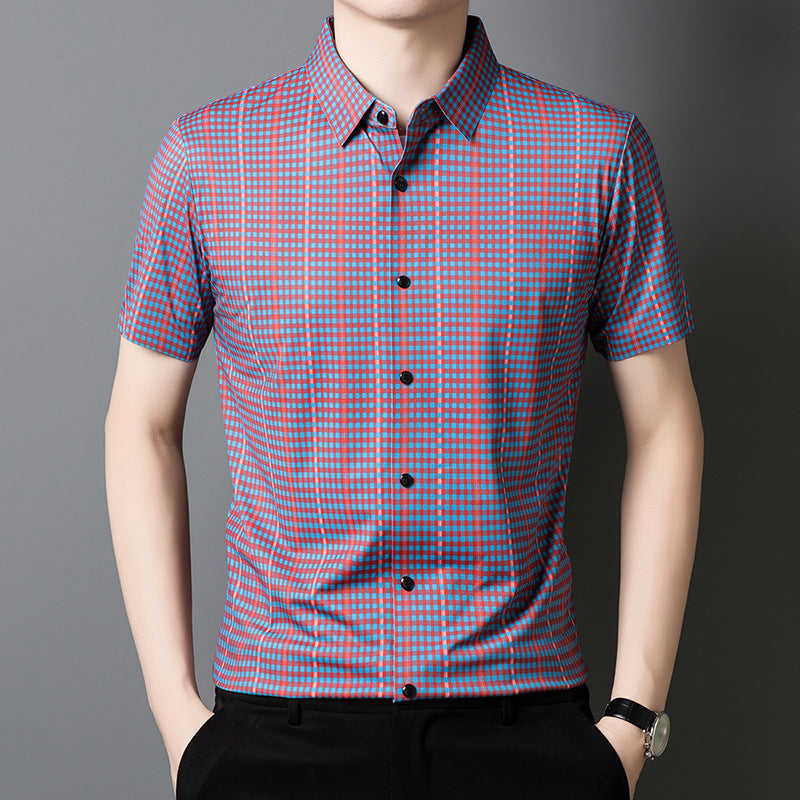 🔥Camisa de cuadros con botones de manga corta para hombre-ES