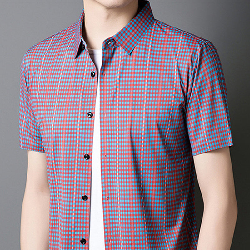 🔥Camisa de cuadros con botones de manga corta para hombre-ES