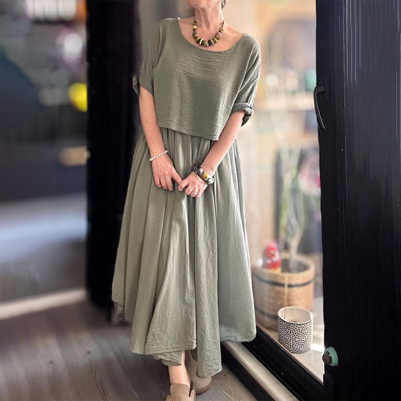 【S-5XL】👗Σετ μακριάς μονόχρωμης φούστας-GR