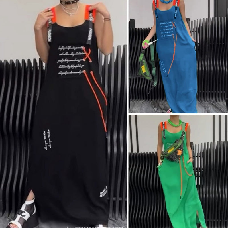 Vestido casual estampado sin mangas para mujer-ES