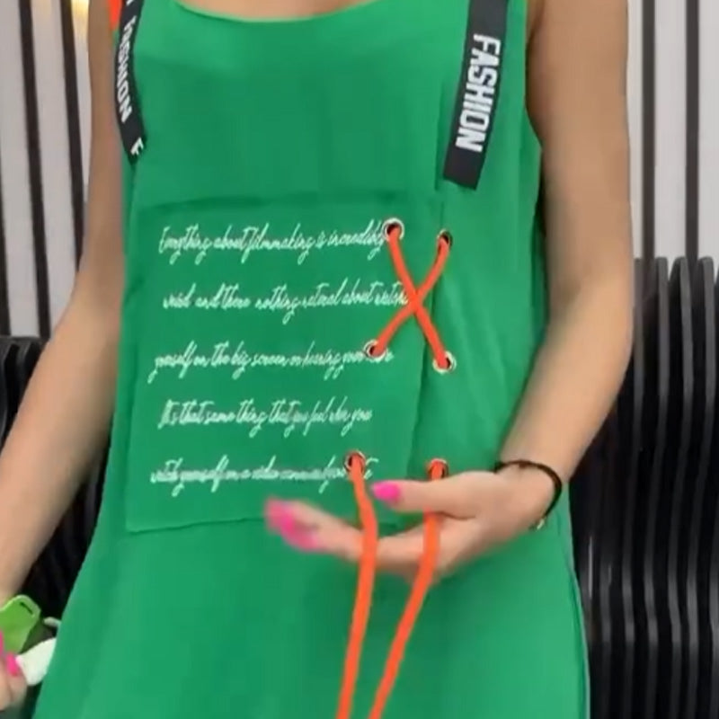Vestido casual estampado sin mangas para mujer-ES