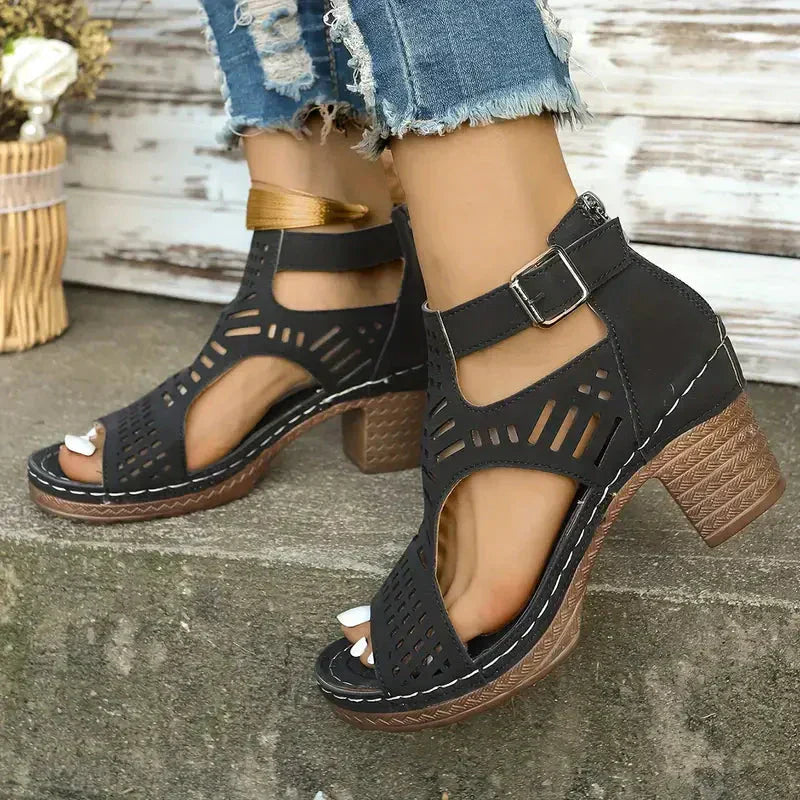 👡 Σανδάλια με ανοιχτά δάχτυλα και μεσαίο ανοιχτό τακούνι💖-GR