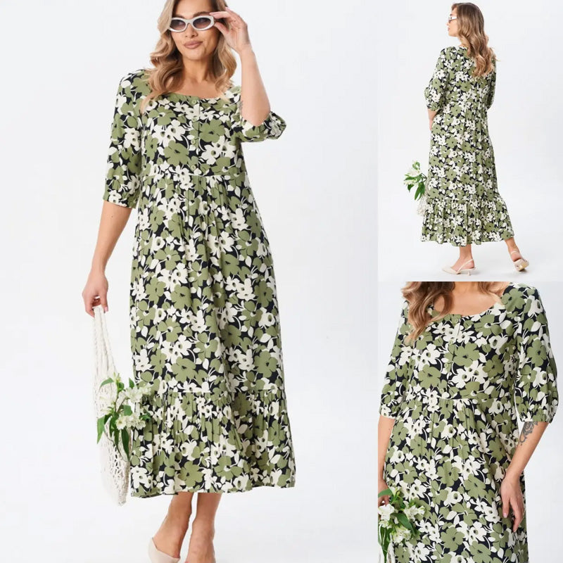 🔥Vestidos casuales florales de media manga para mujer-ES
