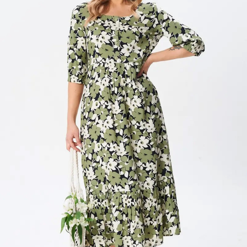 🔥Vestidos casuales florales de media manga para mujer-ES