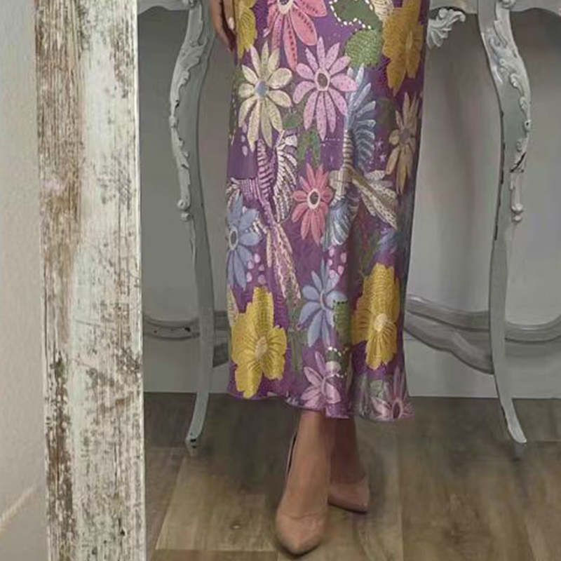 🏆🌸Conjunto de dos piezas para mujer: top con escote en pico y falda larga-ES