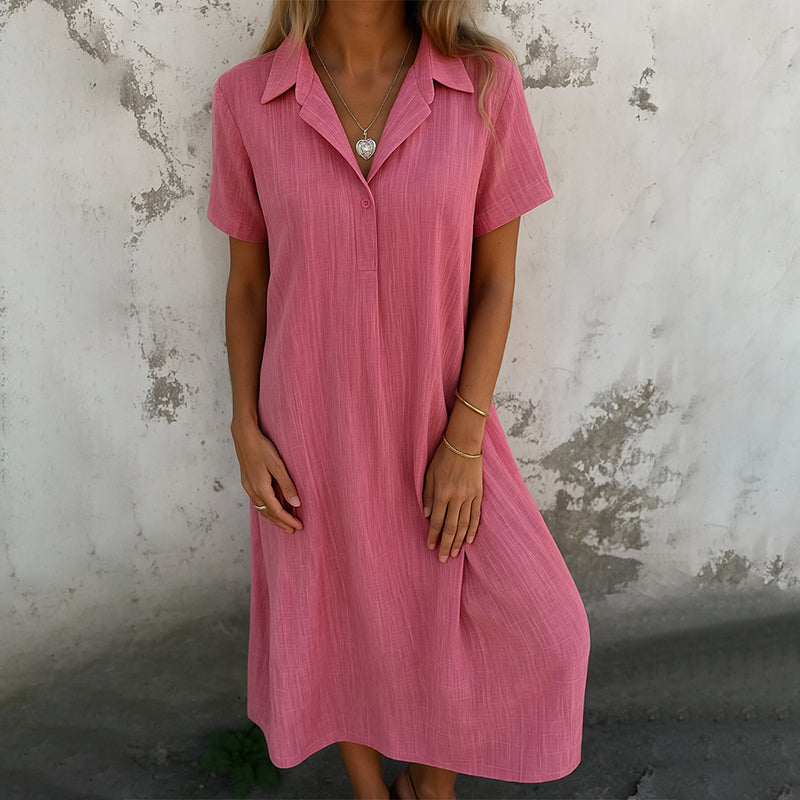 💃Vestido de mujer de manga corta en color liso-ES