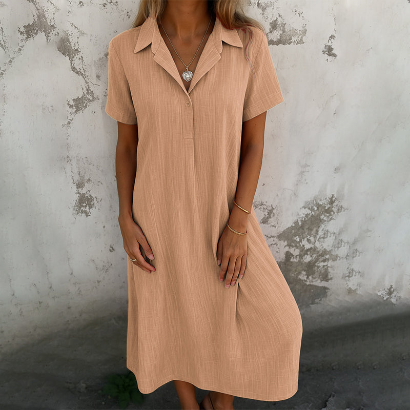 💃Vestido de mujer de manga corta en color liso-ES