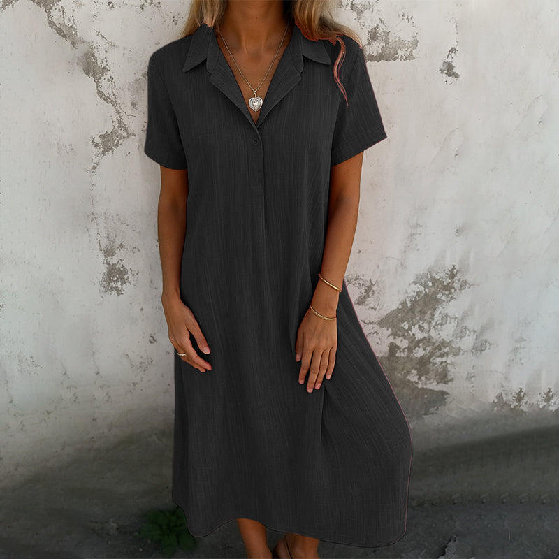 💃Vestido de mujer de manga corta en color liso-ES