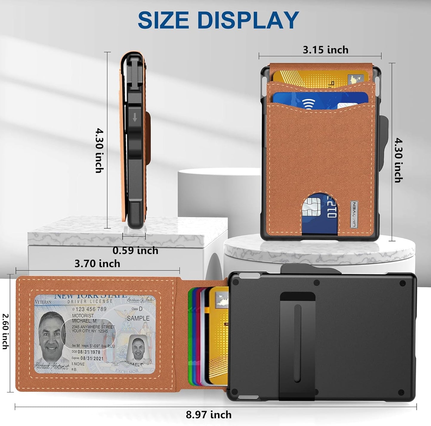 🎁Vyriška „AirTag“ piniginė – atlenkiamas aliuminio dėklas, pinigų segtukas, ploni odiniai skyriai, kreditinių kortelių dėklas, RFID blokavimas, minimalistinė sulankstoma piniginė-LT