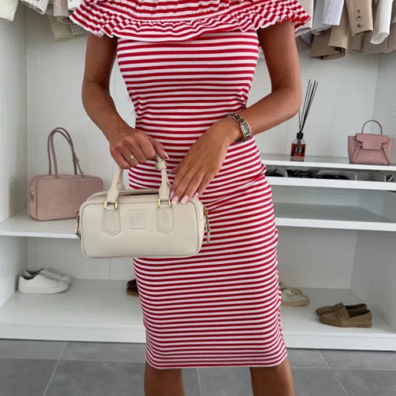 👗Elegancka damska sukienka wyszczuplająca z falbankami na ramionach - idealne krągłości✨-ES
