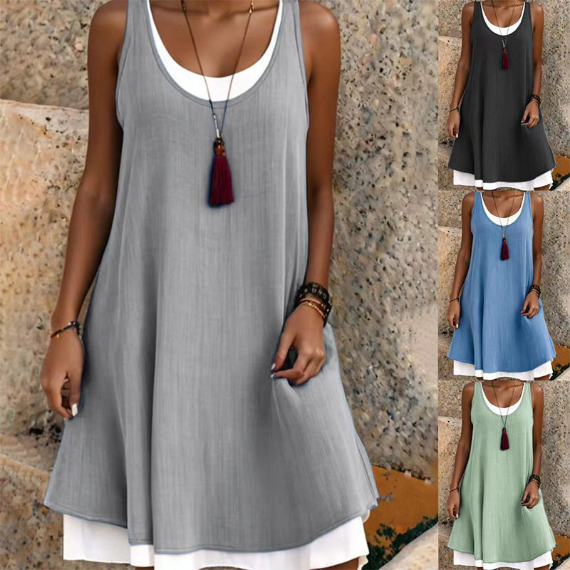 Vestido informal holgado sin mangas de dos piezas para mujer-ES