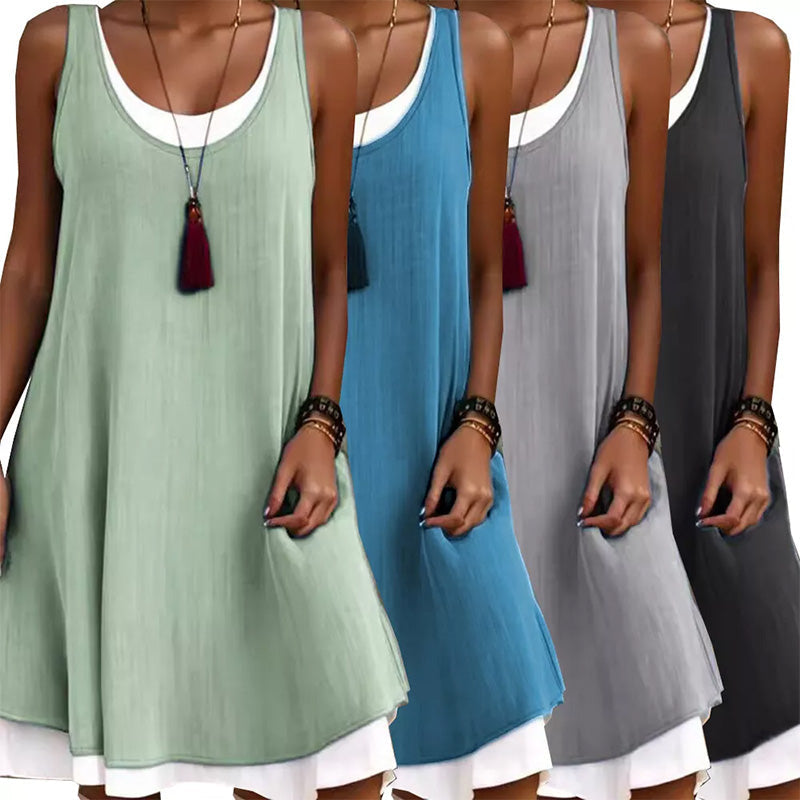 Vestido informal holgado sin mangas de dos piezas para mujer-ES