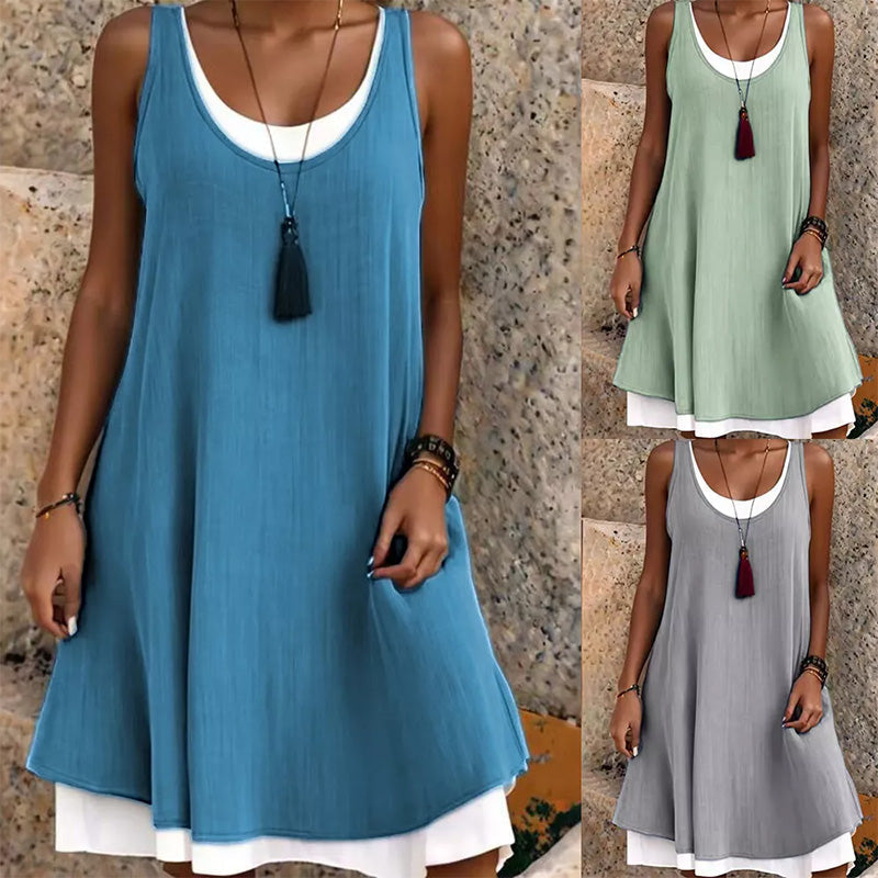 Vestido informal holgado sin mangas de dos piezas para mujer-ES
