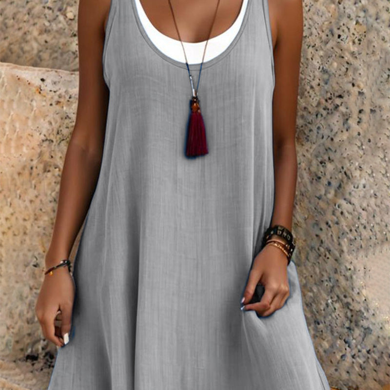 Vestido informal holgado sin mangas de dos piezas para mujer-ES