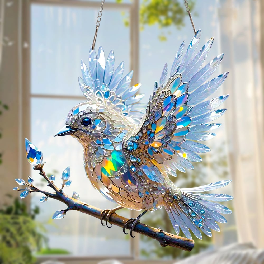 🎁🐦Krištoliniai dangaus mėlynojo paukščio spalvoti meno papuošalai-LT