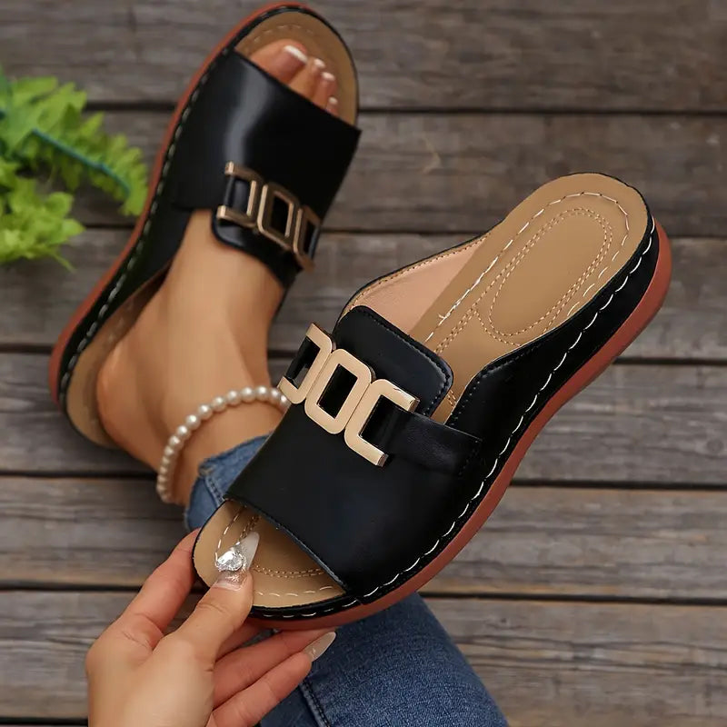 【EU 36-45】👡Paprastos metalinės sagties basutės-LT