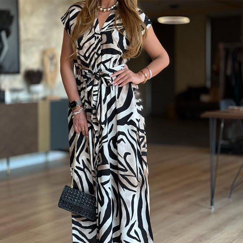 ✨ Κομψά μάξι φορέματα με ζεβρέ print για γυναίκες👗-GR