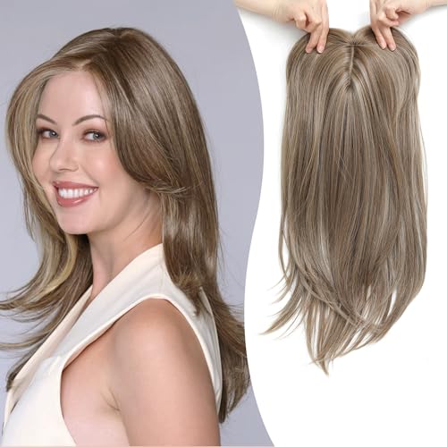 Peluca de capas superiores con flequillo para mujeres con cabello fino.-ES