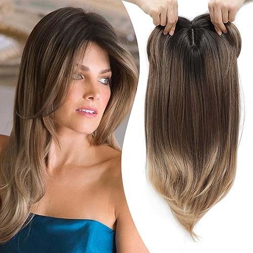 Peluca de capas superiores con flequillo para mujeres con cabello fino.-ES