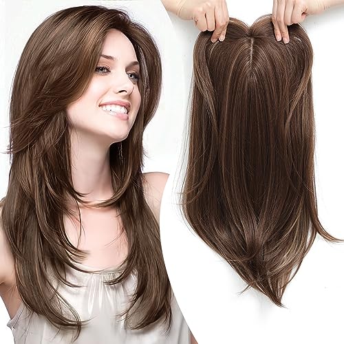 Peluca de capas superiores con flequillo para mujeres con cabello fino.-ES