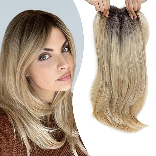 Peluca de capas superiores con flequillo para mujeres con cabello fino.-ES