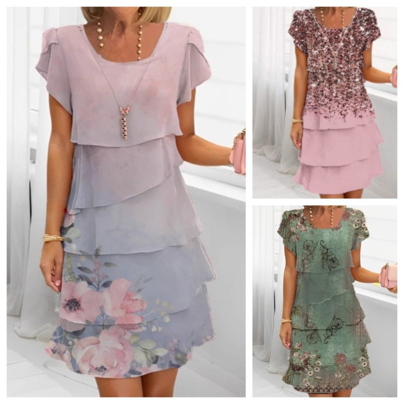 👗Elegantna haljina s okruglim izrezom i cvjetnim printom🌸-HR