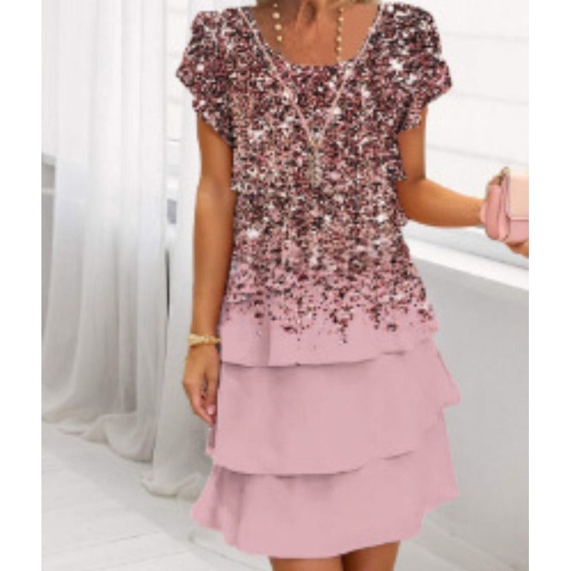 👗Elegantna haljina s okruglim izrezom i cvjetnim printom🌸-HR