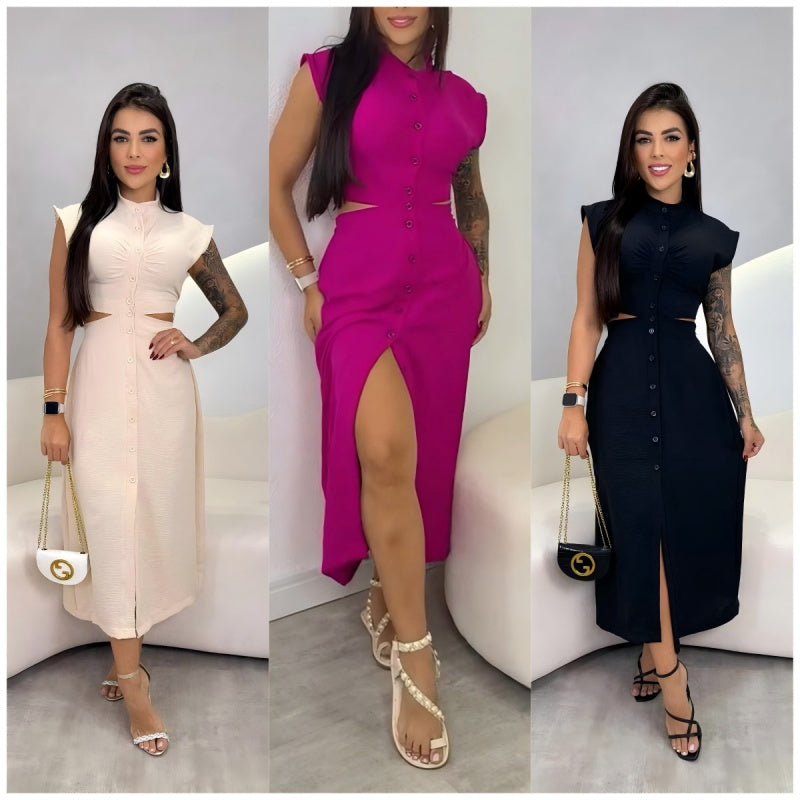 【S-2XL】👗Γυναικείο κομψό φόρεμα με χώρισμα-GR