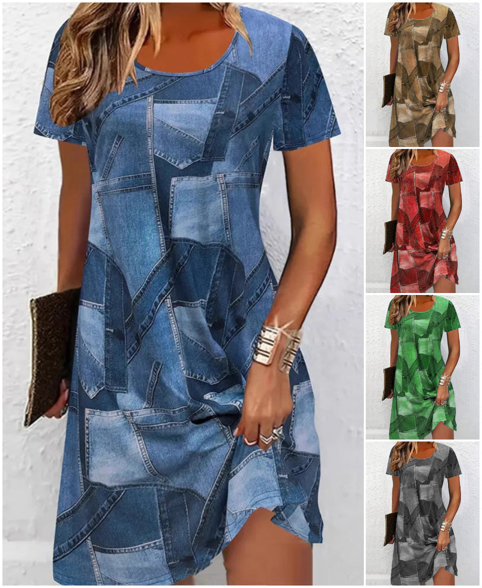 👗Ženska ležerna obleka z vzorcem patchwork-SI