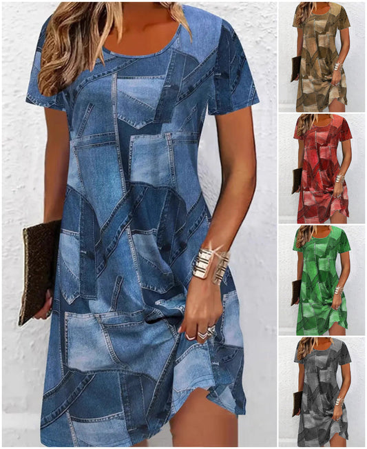 👗Ženska ležerna haljina s patchwork uzorkom-HR