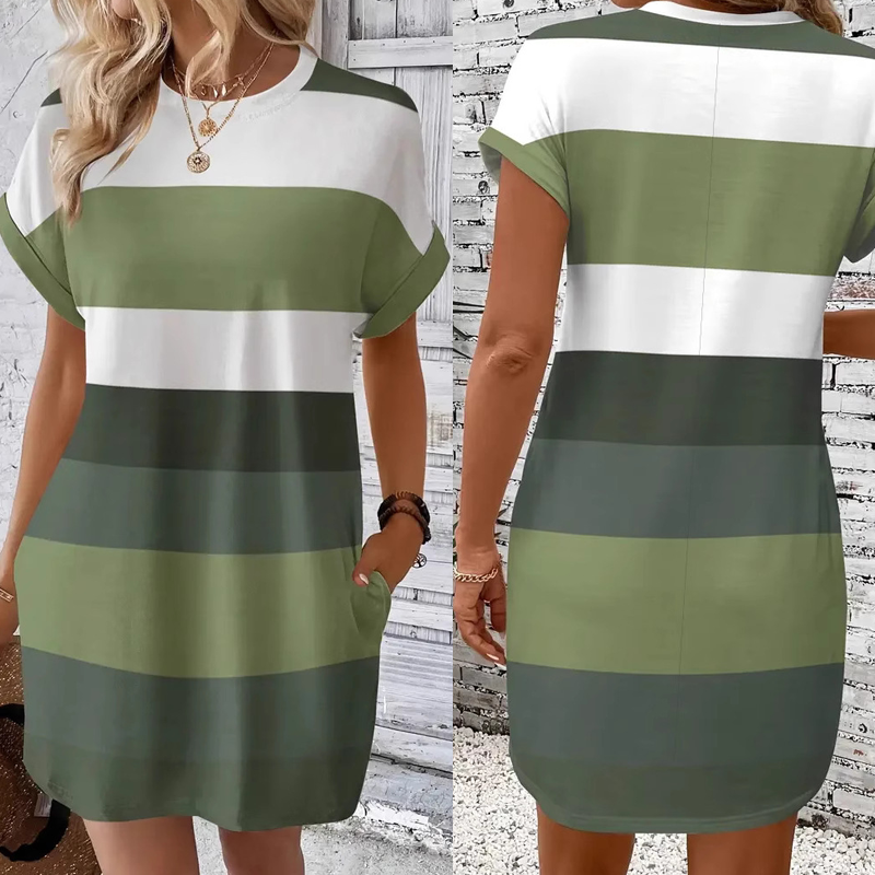 👗Ležerna ženska haljina s okruglim izrezom-HR