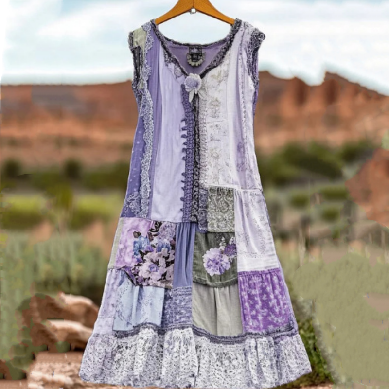 🔥 Ženska obleka brez rokavov s cvetličnim potiskom vintage 🍃👗-SI