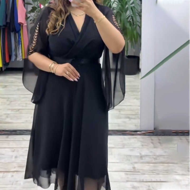 👗 Elegantna obleka z V-izrezom za ženske-SI