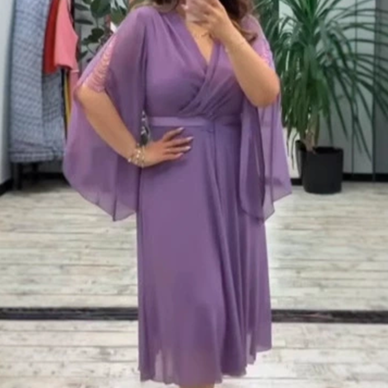👗 Elegantna obleka z V-izrezom za ženske-SI