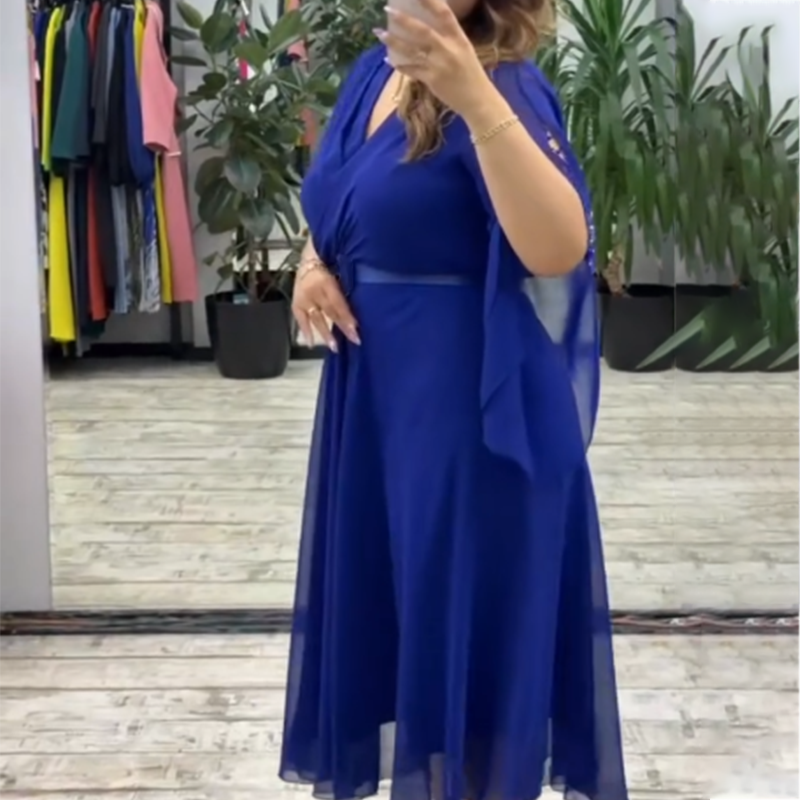 👗 Elegantna obleka z V-izrezom za ženske-SI