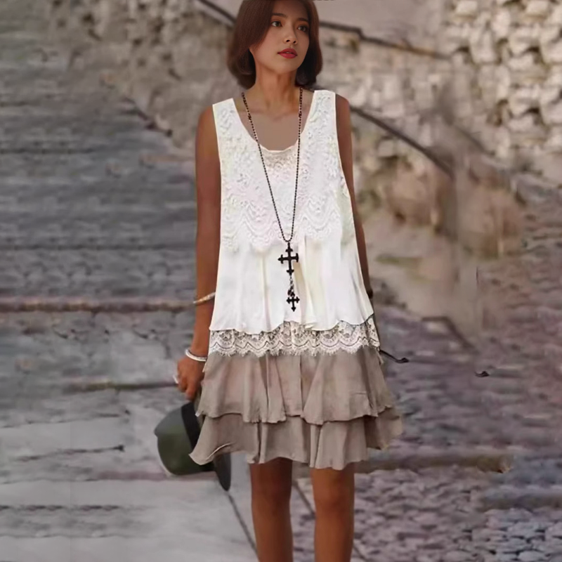 🔥Ženska modna obleka brez rokavov iz patchworka👗-SI