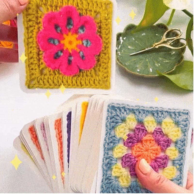 🧶✨Močiutės kvadratinių kortų žaidimas – 50 raštų, kuriuos galima derinti ir sukurti-LT